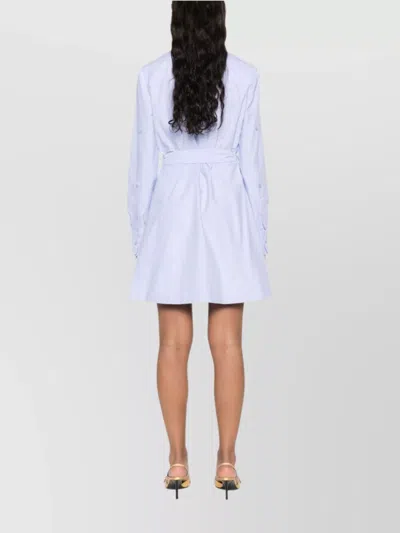 Givenchy Military Long Sleeve Cotton Oxford Mini Shirtdress In Baby Blue