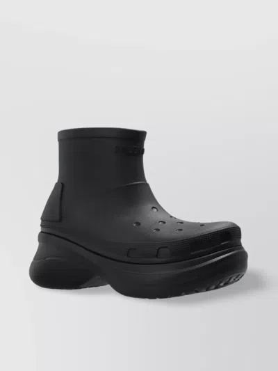 Balenciaga Black Rubber Crocs Ankle Boots
