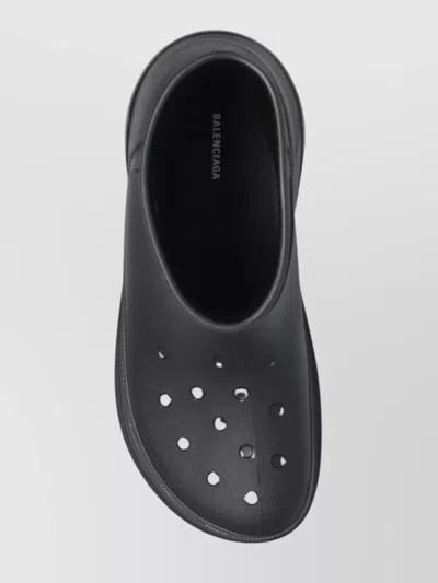 Balenciaga Black Rubber Crocs Ankle Boots