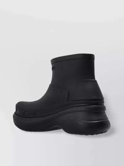 Balenciaga Black Rubber Crocs Ankle Boots