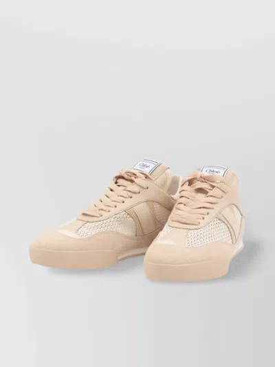 Chloé Kick Peachy Pink Sneaker In Mesh And Leather In Neutral