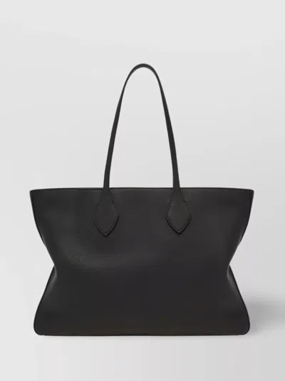 Ferragamo Folded Edge Grained Texture Shoulder Bag In Black