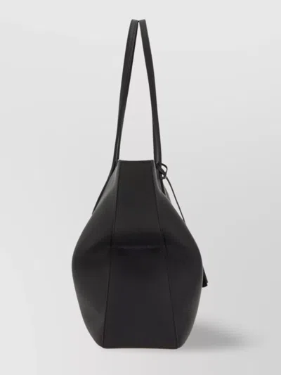 Ferragamo Folded Edge Grained Texture Shoulder Bag In Black