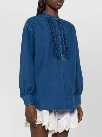 Valentino V-neck Ruffled Long Sleeves Top