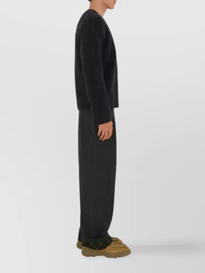 Burberry Black Trousers With Check Pattern Lapels In Gray