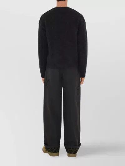 Burberry Black Trousers With Check Pattern Lapels In Gray