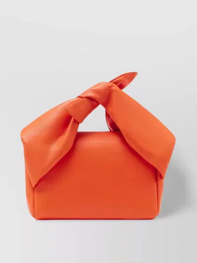 Jw Anderson Small Bow Twister - Leather Top Handle Bag In Orange