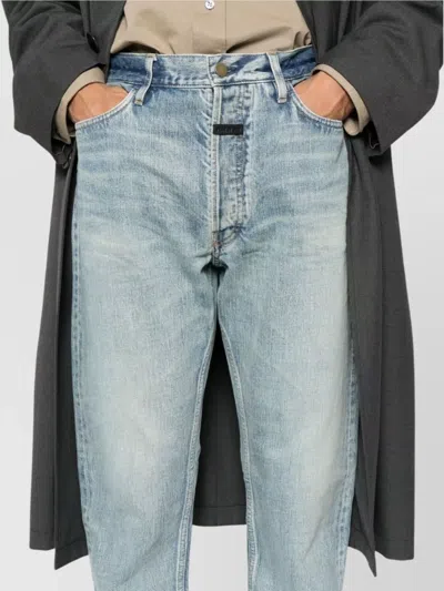 Fear Of God Five-pocket Raw Hem Straight Leg Jeans In Indigo 2