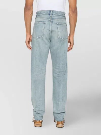 Fear Of God Five-pocket Raw Hem Straight Leg Jeans In Indigo 2
