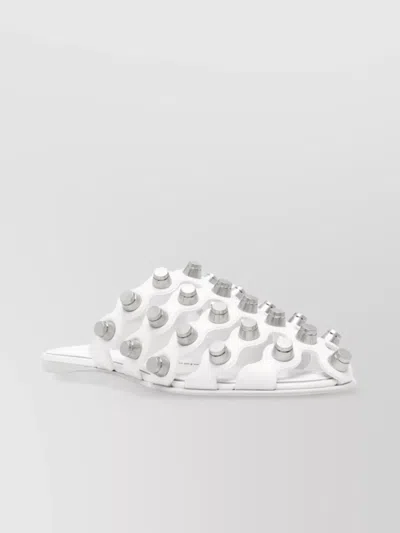 Alexander Wang Leather Sole Sandals Stud Embellishment In White