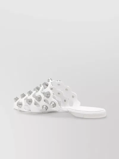 Alexander Wang Leather Sole Sandals Stud Embellishment In White
