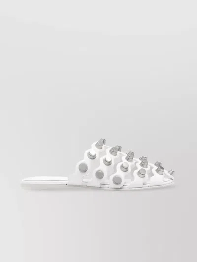 Alexander Wang Leather Sole Sandals Stud Embellishment In White