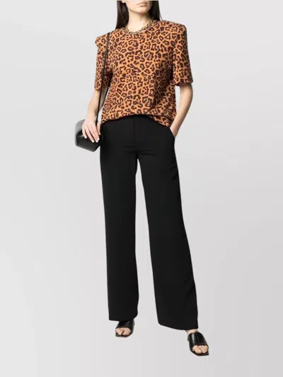 P.a.r.o.s.h Brown Pants With Elastic Waist And Wide Leg In Fabric Woman