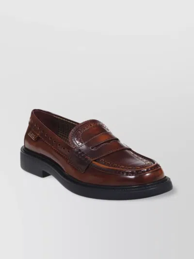 Tod's Rounded Toe Loafer With Brogue Detailing