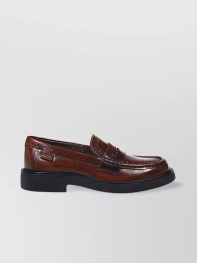 Tod's Rounded Toe Loafer With Brogue Detailing