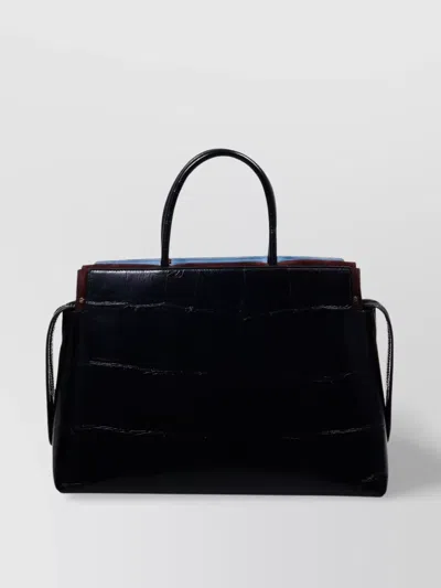 Tory Burch Large Croc Embossed Satchel With Shoulder Strap