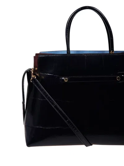 Tory Burch Large Croc Embossed Satchel With Shoulder Strap