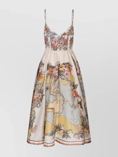 Zimmermann Tallow Midi Dress In Neutral