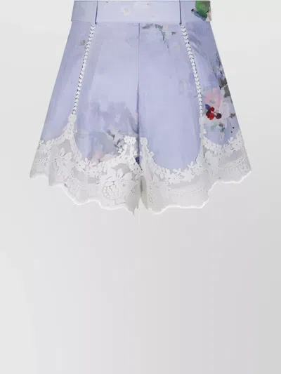 Zimmermann Everley Printed Linen Tuck Shorts