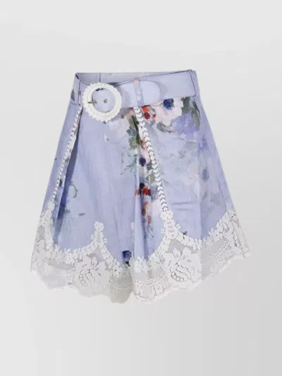 Zimmermann Everley Printed Linen Tuck Shorts