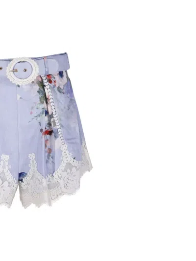 Zimmermann Everley Printed Linen Tuck Shorts