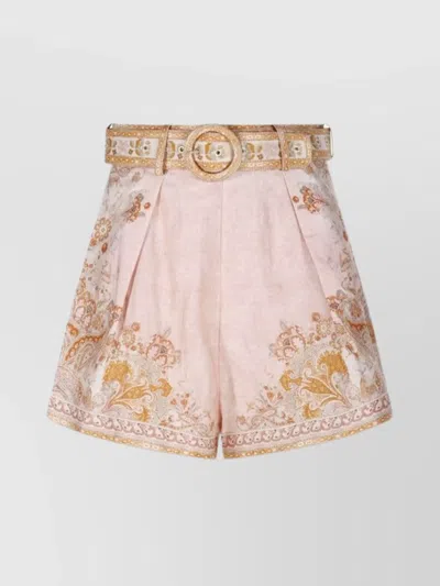 Zimmermann Acacia Linen Tuck Shorts In Multi