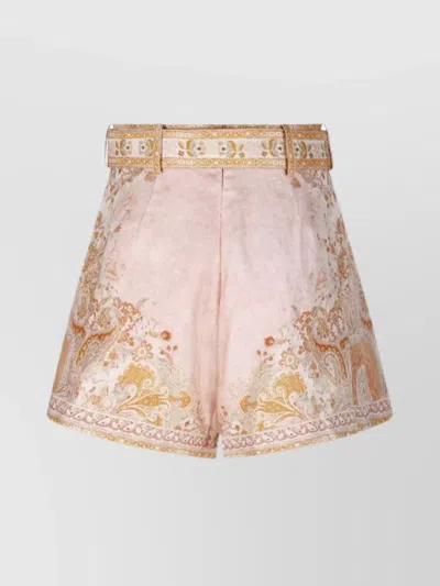 Zimmermann Acacia Linen Tuck Shorts In Multi