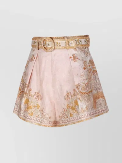 Zimmermann Acacia Linen Tuck Shorts In Multi