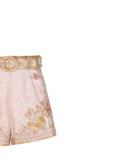 Zimmermann Acacia Linen Tuck Shorts In Multi