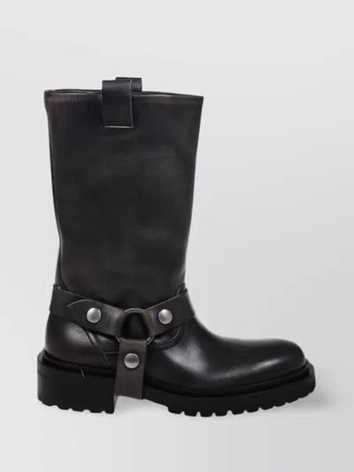 Golden Goose Kurt Boots In Black Leather With Buckle