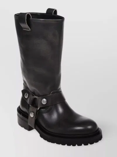 Golden Goose Kurt Boots In Black Leather With Buckle