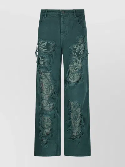 Christopher Esber Lace Jeans Featuring Distressed Finish