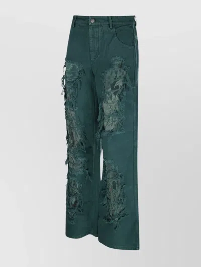 Christopher Esber Lace Jeans Featuring Distressed Finish