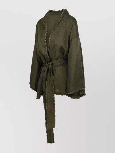 P.a.r.o.s.h Parosh Relaxed-fit Linen Kimono With Frayed Edges