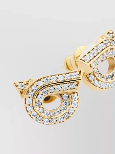 Ferragamo Crystal-embellished Gancini Earrings In Grey