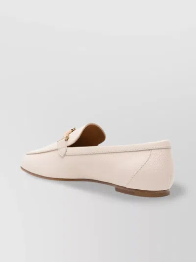 Tod's Textured Chain-link Round Toe Loafers In White
