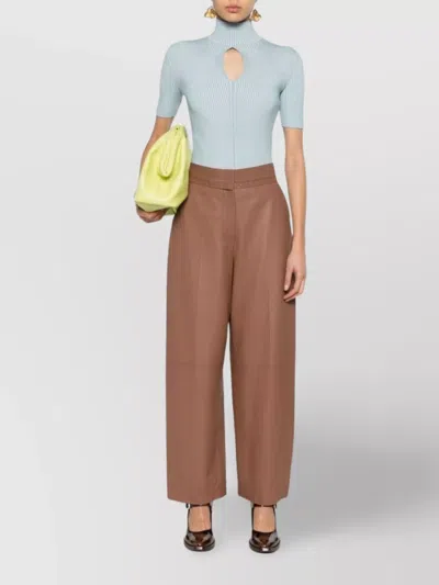 Fendi Tan Coloured Leather Trousers In Brown
