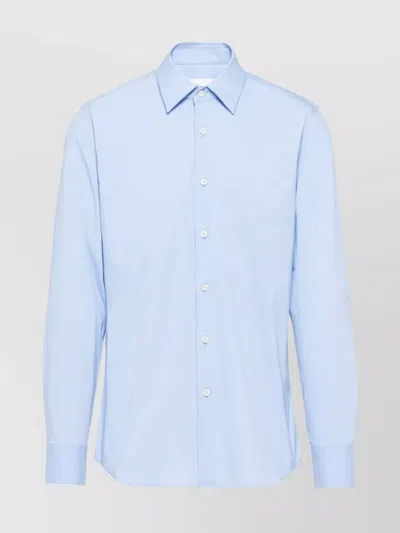 Prada Cotton Poplin Shirt In Blue