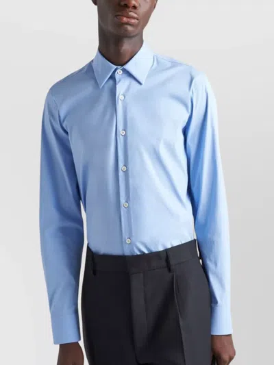 Prada Cotton Poplin Shirt In Blue