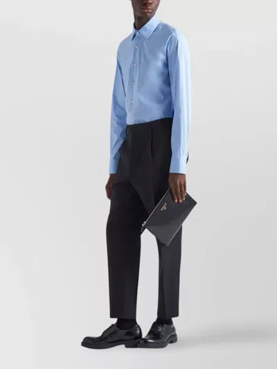 Prada Cotton Poplin Shirt In Blue