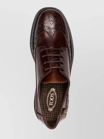 Tod's Logo-tag Leather Brogues In Brown