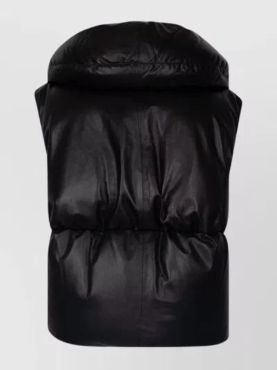 Jil Sander Leather Padded Gilet In Black