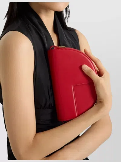 Patou Leather Shoulder Bag Adjustable Strap In Red