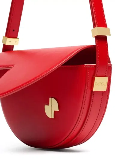 Patou Leather Shoulder Bag Adjustable Strap In Red