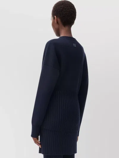 Loewe Long Ribbed Wool Sweater In Blue