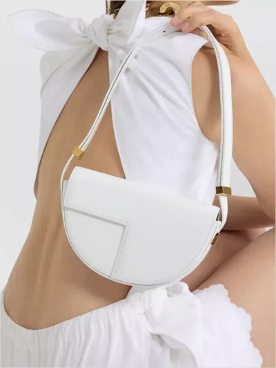 Patou Small Leather Shoulder Bag In White