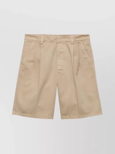Prada Vintage-effect Cotton Bermudas Clothing In Neutral