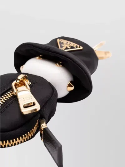 Prada Triangle-logo Soft Robot Keyring In Black