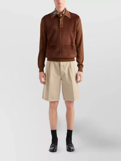 Prada Vintage-effect Cotton Bermudas Clothing In Neutral