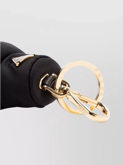 Prada Triangle-logo Soft Robot Keyring In Black
